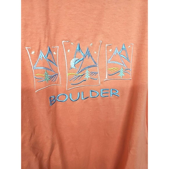 Vintage Boulder T-shirt Medium Embroidered Mountains Trees TSC WEST Pastel NWT - Picture 2 of 8